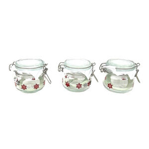 IKEA VINTERFINT Jars with lid, floral pattern clear glass/red, 4 oz